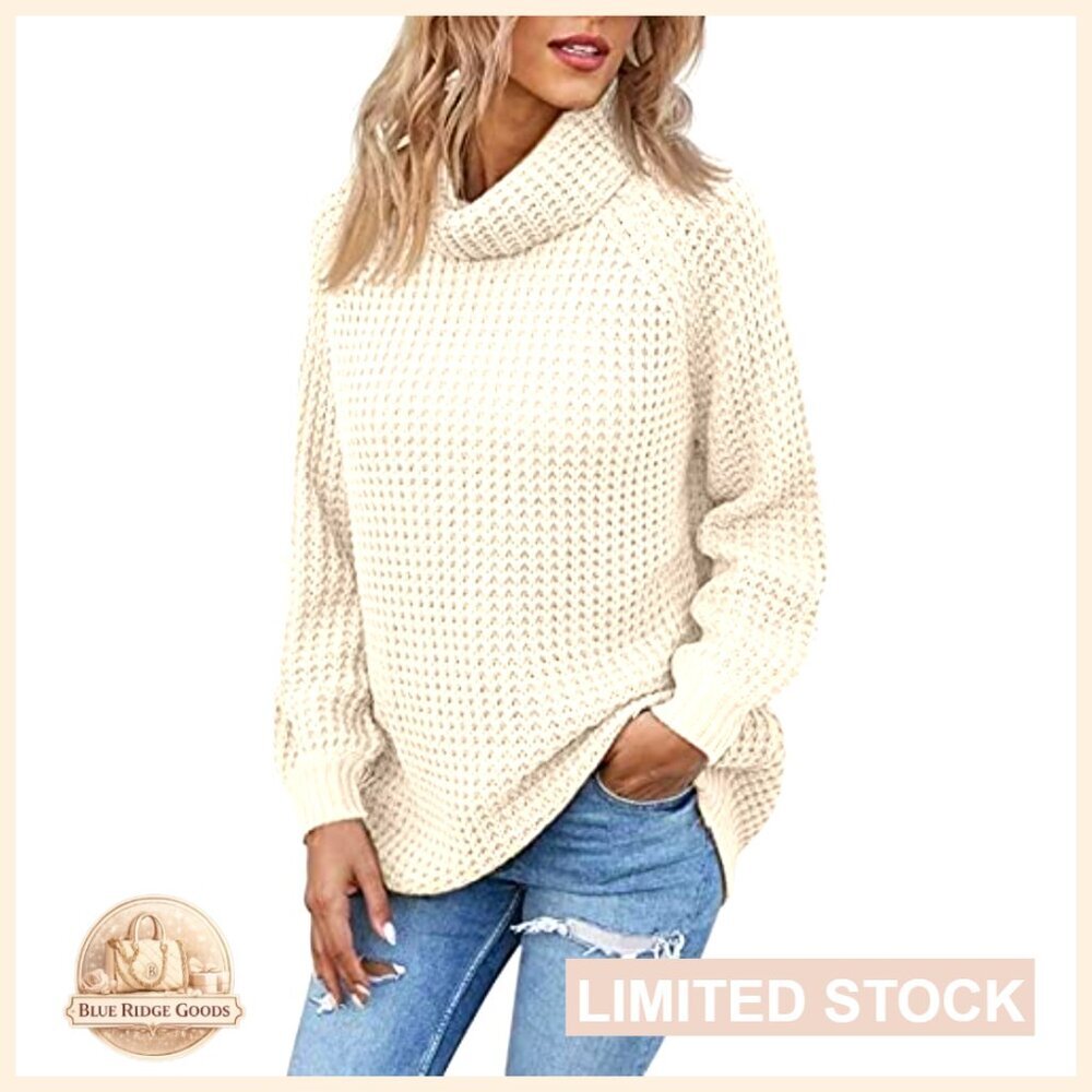 Oversized Turtleneck Sweater Chunky Knit Pullover Lightweight Loose Fit Y2K - Picture 2 of 7